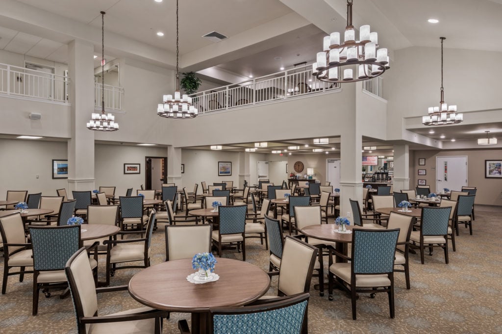 The dining room at Osprey Heights set for mealtime